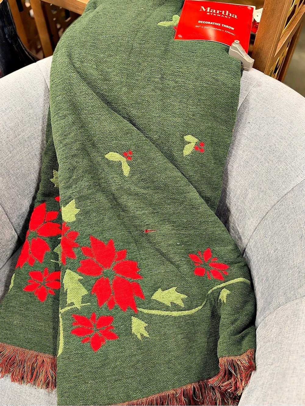 Mariposa Floral Green & Red Scarf New